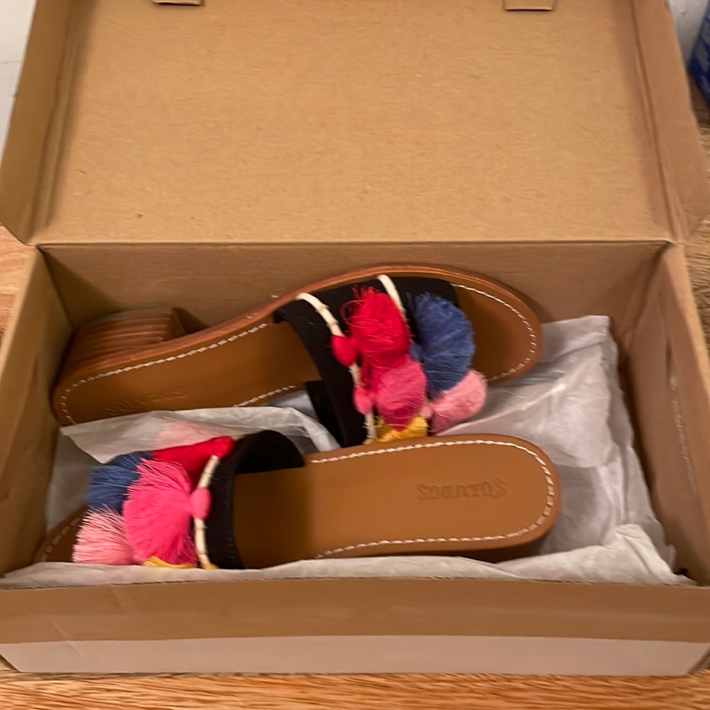 SOLUDOS Tassel City Slide Boho Sandals Size 6.5 Women